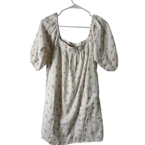 Billabong Linen White And Tan Dress Large - Picture 1 of 7